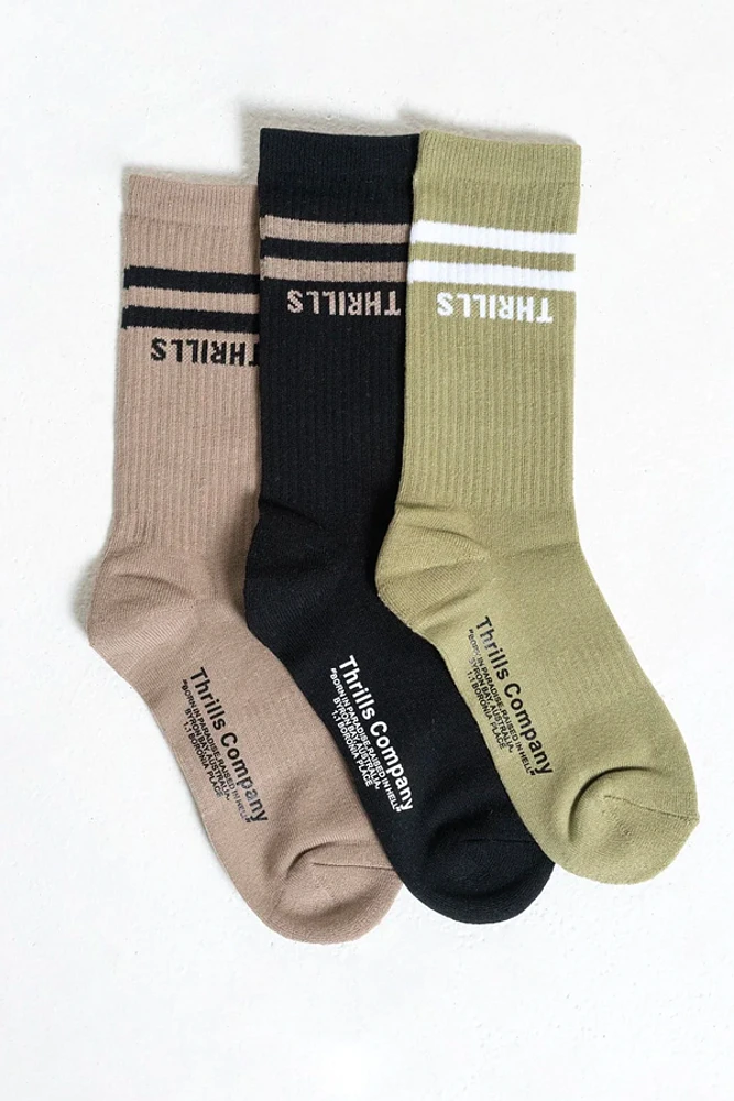 Minimal Thrills 3 Pack Sock | Sage Grey/Washed Black/Aloe