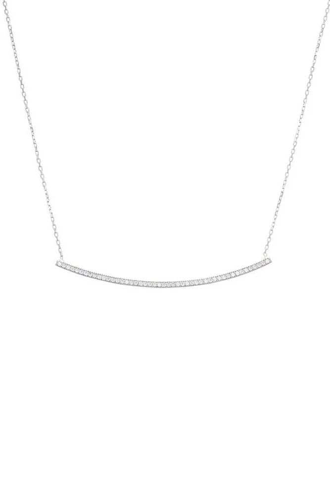 Pave Bar Necklace | CZ Silver Pave