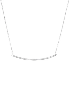 Pave Bar Necklace | CZ Silver Pave