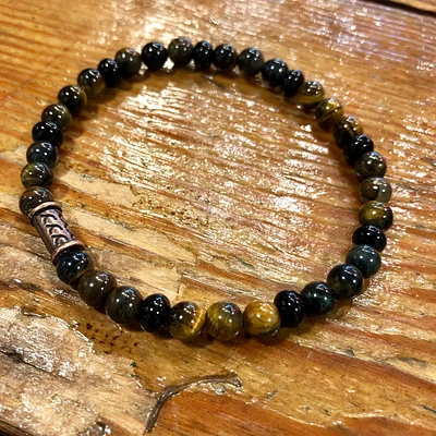 Slick Rick Bracelet / Mixed Tiger Eye + Onyx + Copper