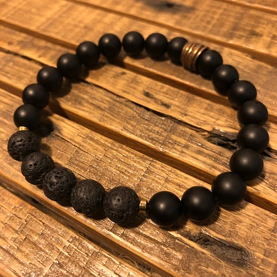 Driver Bracelet / Matte Onyx + Lava Rock