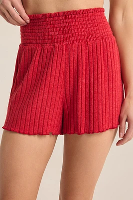 Dawn Smocked Rib Short | Haute Red