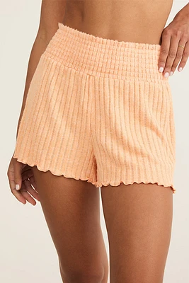 Dawn Smocked Rib Short | Malibu Orange