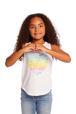 Rainbow Heart Tank | White