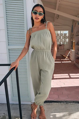 Kiara Gauze Jumpsuit | Pale Jade