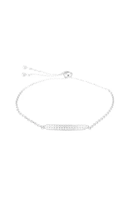 Melrose CZ Pave Double Bar Bolo Bracelet | Silver