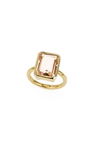 Large Emerald Cut Bezel Ring | Morganite