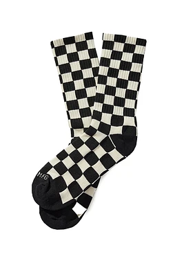 Kids Checkerboard Crew Socks | Black