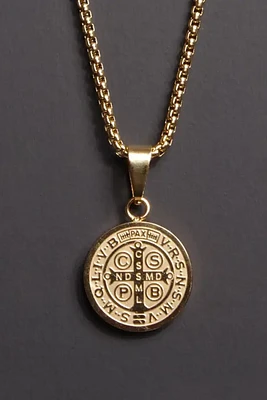 St Benedict Medal Necklace 22" | Gold