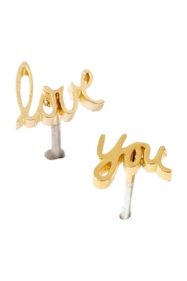 Love You Script Stud Earrings | Gold