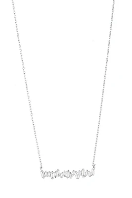 CZ Baguette Bar Necklace | Silver