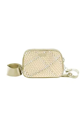 Woven Belt Bag | Beige Metallic