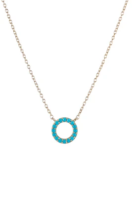 Gemstone Pave Open Circle Necklace | Turquoise