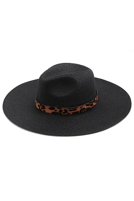 Leopard Ribbon Sun Hat | Black