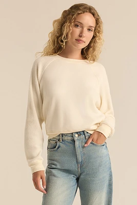 Saldana Reverse Fleece Top | Sea Salt