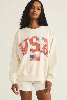 Flag Sunday Sweatshirt | Sea Salt