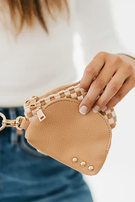 Wonderlust Woven Dual Pouch Wristlet | Tan Checkered