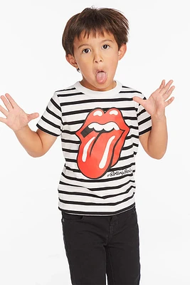 Rolling Stones Logo Tee | Black White Stripe