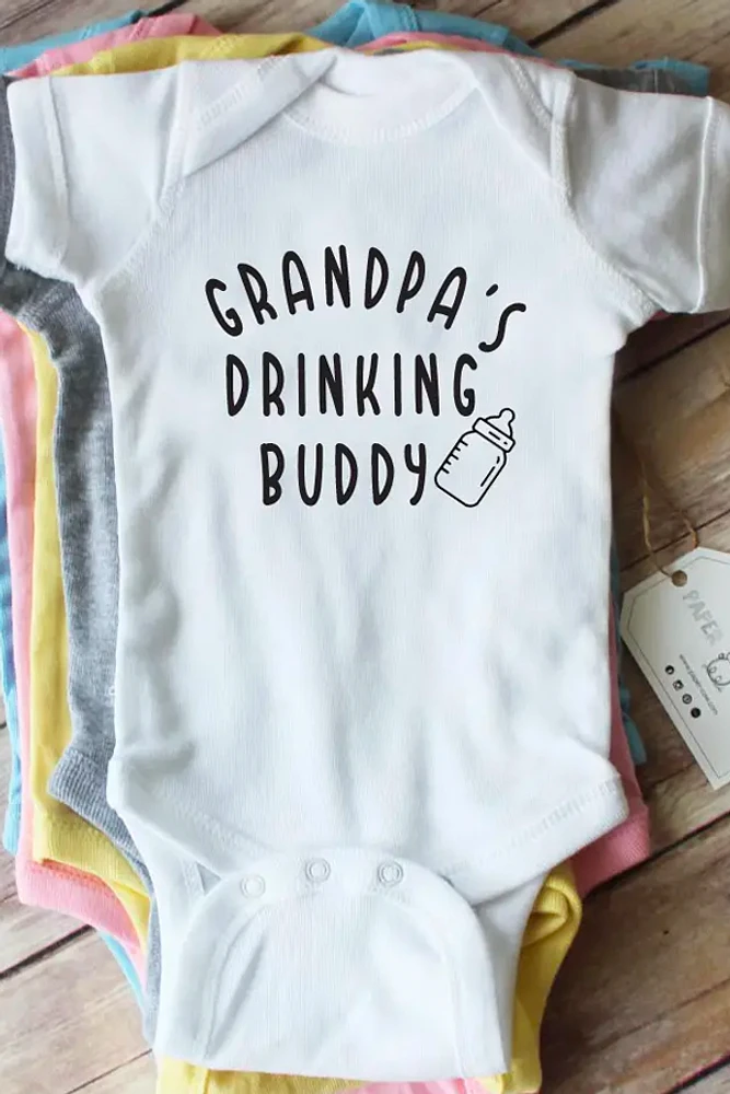 Grandpa's Drinking Buddy Onesie | White