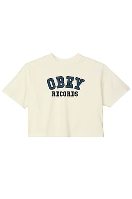 Obey Collegiate Records Cropped Tee | Unbleached