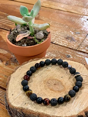 Gargoyles Bracelet / Tigers Eye + Lava + Onyx