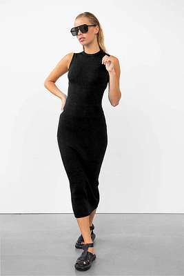 Nana Rib Midi Dress | Black