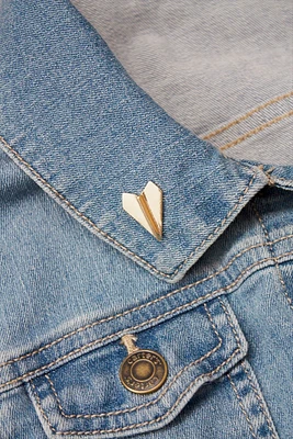 Gold Paper Airplane Enamel Pin