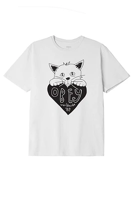 Obey Kitty Heart Tee | White