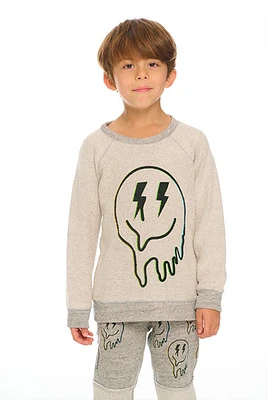 Boys Drippy Smiles Crew Sweatshirt | Heather Grey