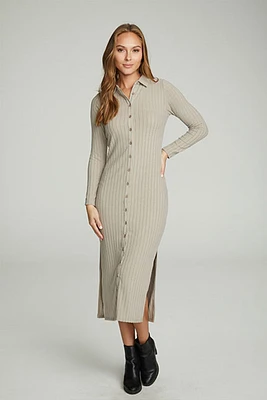 Ribbed Collar Dress | Taupe