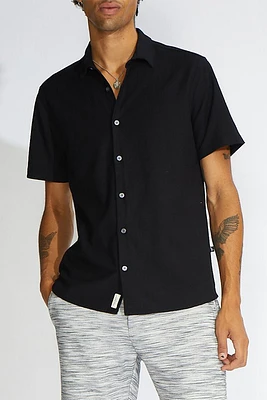 Aleo Textured Knit Shirt | Black