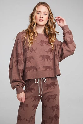 Allover Leopards Pullover | Deep Taupe