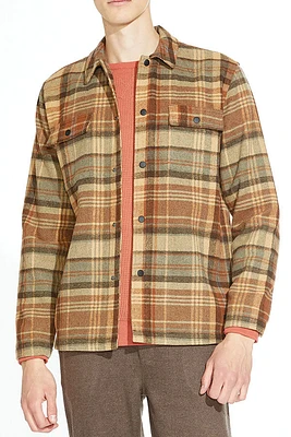 Estrada Plaid Shirt Jacket | Heather Khaki