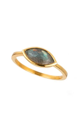 East-West Marquis Gemstone Ring | Labradorite