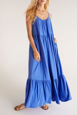 Lido Slub Midi Dress | Pacific Blue