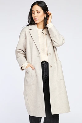 Annabel Brushed Knit Coat | Heather Oat