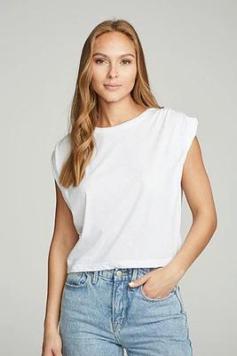 Shirred Muscle Tee | White