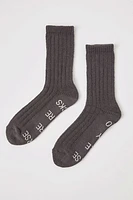 Too Tired Rib Socks | Pewter