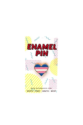 Striped Heart Enamel Pin