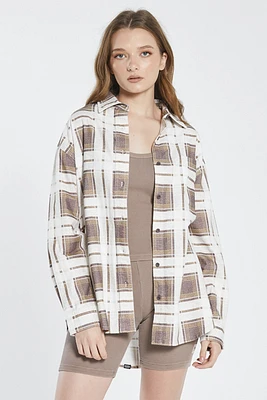 Fire Rose Oversized Flannel Shirt | Plum