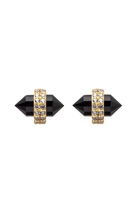 Montreal Bullet Band Earrings | Black Garnet