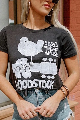 Woodstock Poster Crop Tee | Black