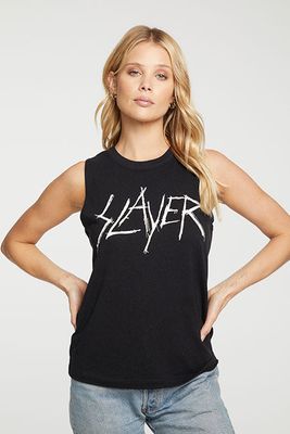 Slayer Slash Logo Muscle Tank | True Black