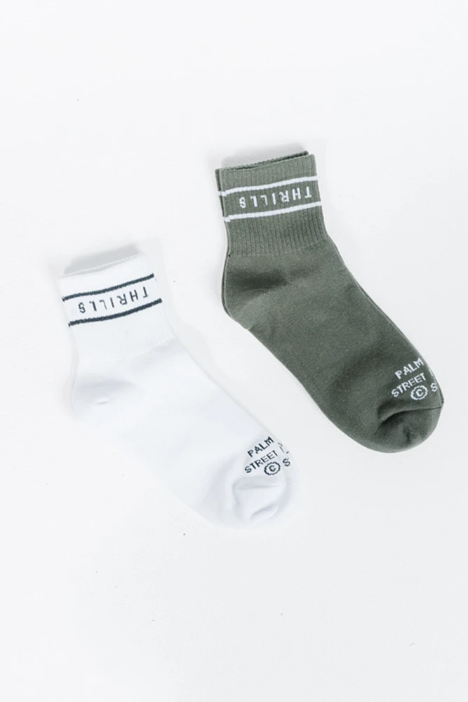 Minimal Thrills 2 Pack Sock | Lume Green/White