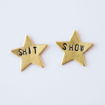 Shit Show Star Earrings | Brass