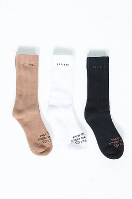 Minimal Thrills 3 Pack Sock | Cork/Merch Black/White