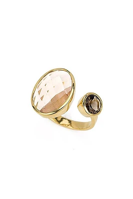 Kyoto Double Bezel Ring | Morganite/Smokey Quartz