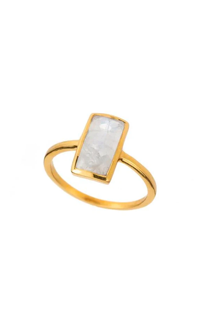 Vertical Rectangle Gemstone Ring | Moonstone