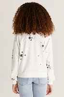 Girls Splatter Star Sweatshirt | White