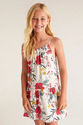 Girls Flynn Floral Dress | White Sand